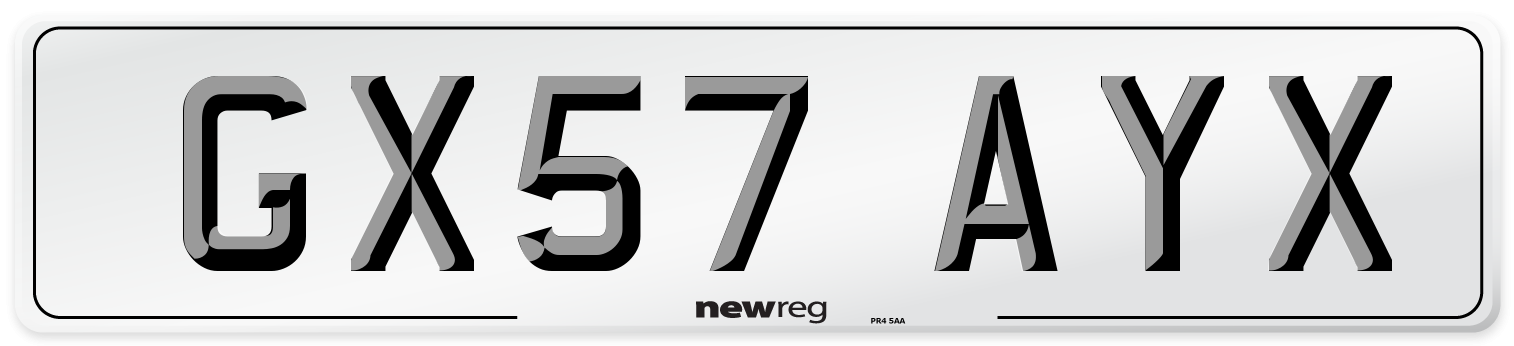 GX57 AYX Number Plate from New Reg